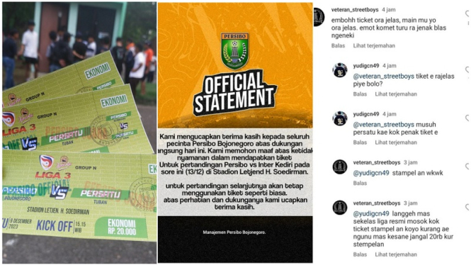 Permintaan irmaaf dari manajemen Persibo Bojonegoro terkait tiket