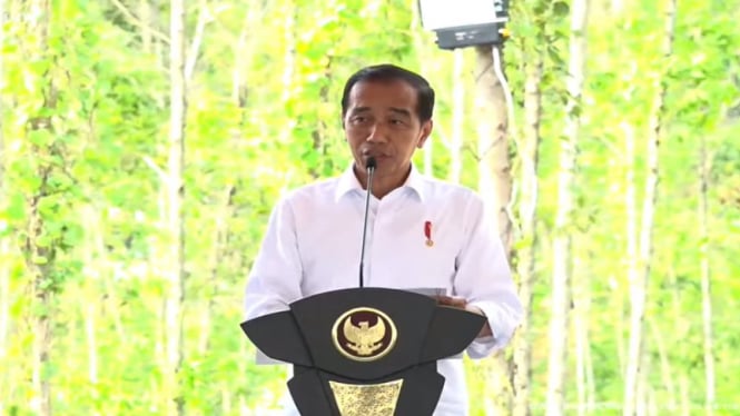 Presiden Jokowi melakukan groundbreaking superblock di IKN