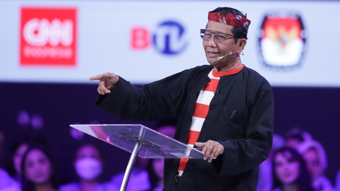 Mahfud MD saat debat cawapres.