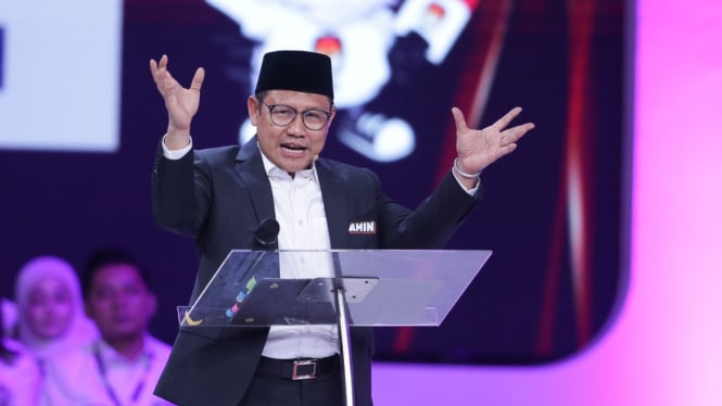 Muhaimin Iskandar alias Cak Imin saat debat perdana cawapres Pemilu 2024