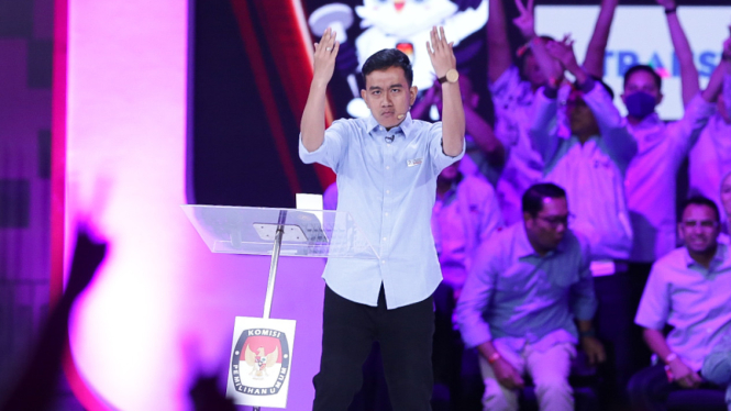 Gibran Rakabuming Raka saat debat perdana cawapres di JCC, Senayan, Jumat, 22 Desember 2023.