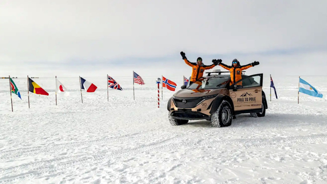 Nissan Ariya jadi mobil pertama yang melintasi Kutub Utara menuju Kutub Selatan
