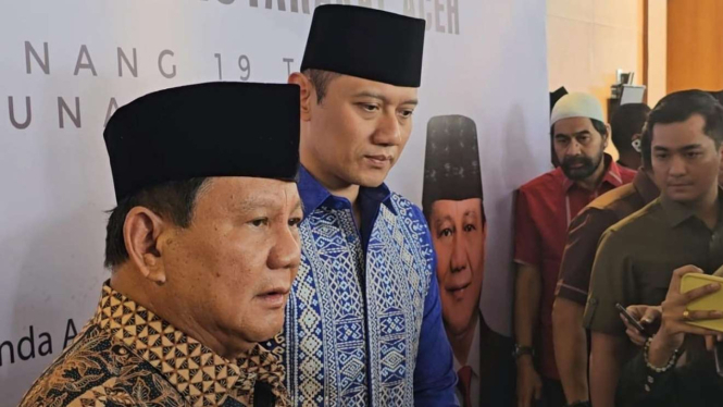 Prabowo Subianto dan Agus Harimurti Yudhoyono, AHY, saat di Aceh