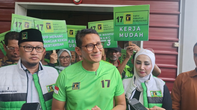 Presidente del PPP Bapilu Sandiaga Uno en la ciudad de Bogor