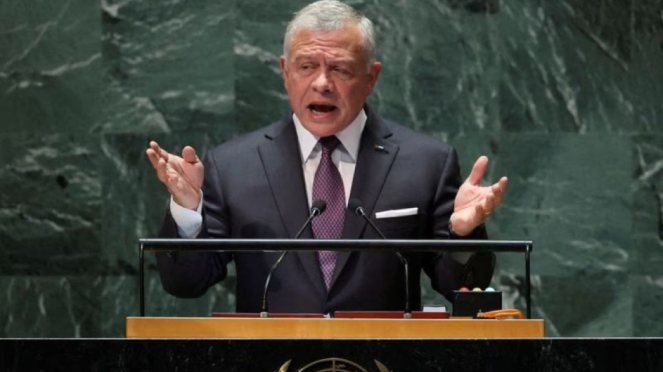 El rey Abdullah II de Jordania se dirige al 78.º período de sesiones de la Asamblea General de la ONU en Nueva York, EE. UU., el 19 de septiembre de 2023.