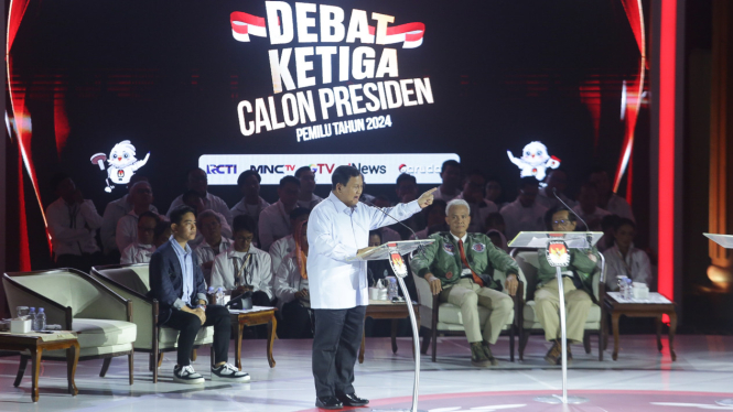 Prabowo Subianto Debat Ketiga Calon Presiden Pemilu 2024