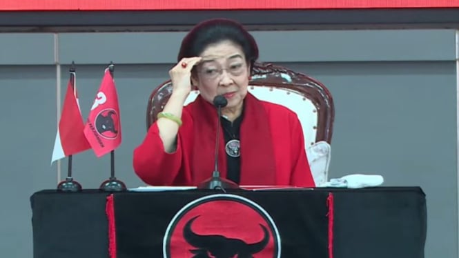 Ketum PDIP Megawati Soekarnoputri saat HUT PDIP.