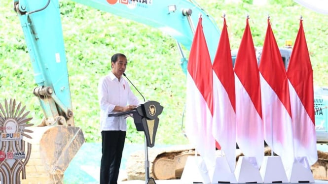 Presiden Jokowi saat Groundbreaking sejumlah proyek di IKN Nusantara