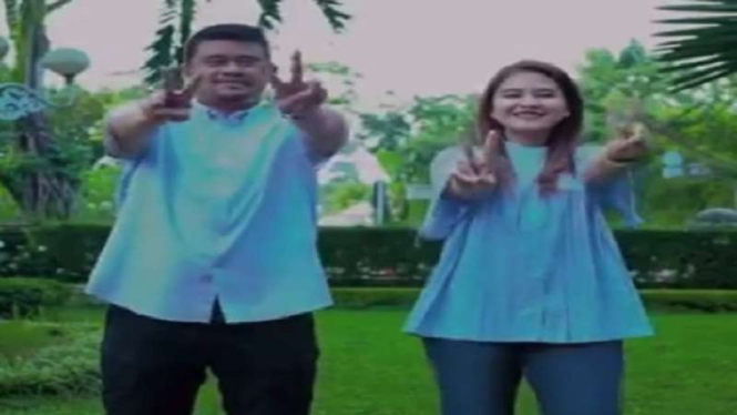 Wali Kota Medan Bobby Nasution dan istrinya Kaesang Ayu joget gemoy buat 02