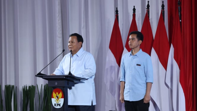 Paslon nomor 2, Prabowo Subianto dan Gibran Rakabuming di Paku Integritas KPK