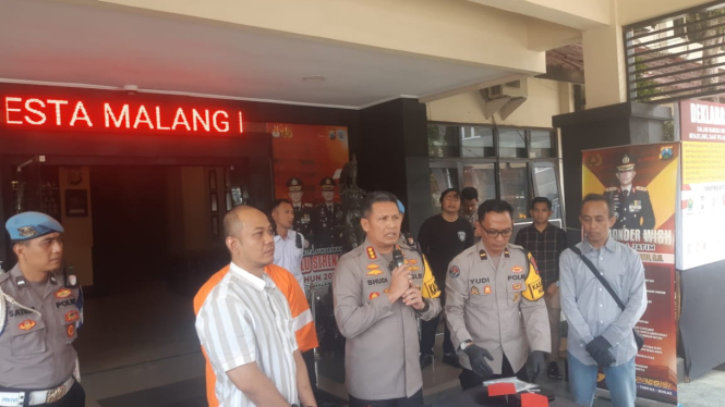 Kapolresta Malang Kota, Kombes Pol Budi Hermanto dalam rilis kasus pengeroyokan