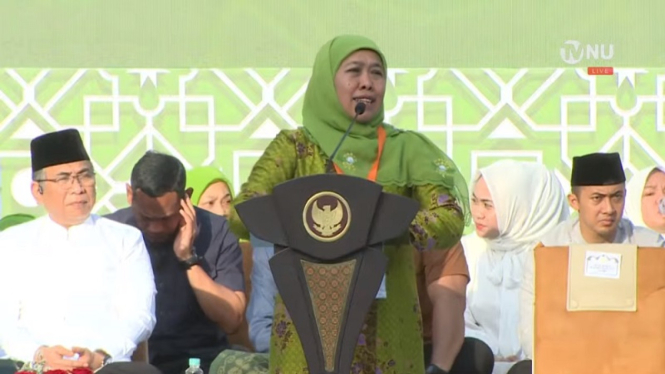 Ketua Umum PP Muslimat NU Khofifah Indar Prawansa di Harlah Muslimat NU