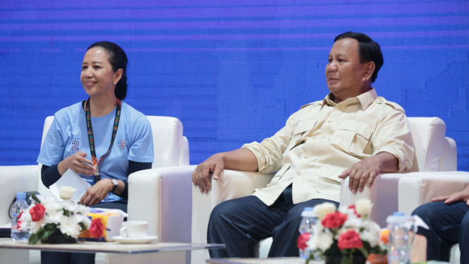 Prabowo Subianto dalam acara MDS Coop Temu Anggota 2024 di Stadium Pakan Sari