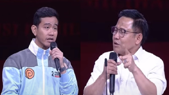 Cawapres 02 Gibran Rakabuming Raka debat dengan Cawapres 01 Muhaimin Iskandar