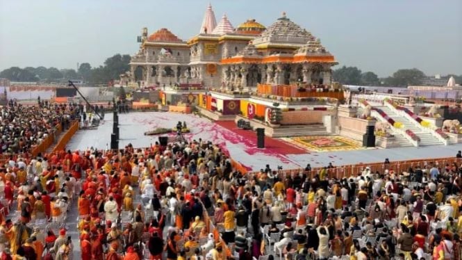 A general view of the temple dedicated to Lord Ram in Ayodhya (Rajesh Kumar Singh/AP)