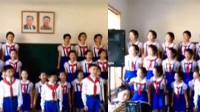 Anak-anak SD Korea Utara