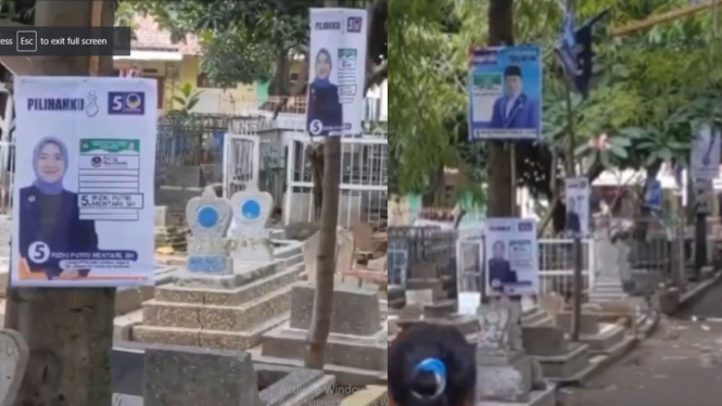 Ratusan Spanduk Caleg Numpuk di Area Pemakaman Wilayah Cirebon