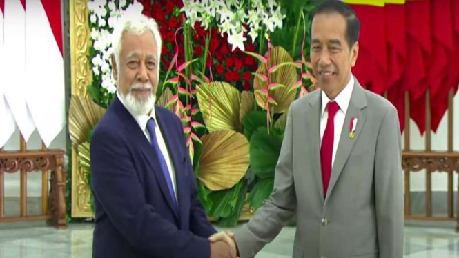 Presiden Joko Widodo menerima Perdana Menteri Timor Leste, Xanana Gusmao.