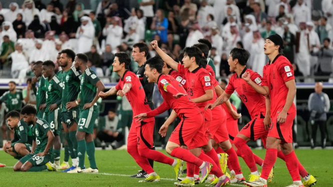 Pemain Timnas Korea Selatan rayakan kemenangan