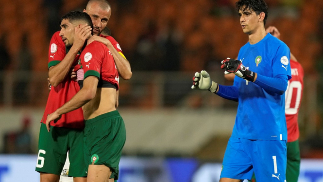 Ekspresi kesedihan pemain Timnas Maroko