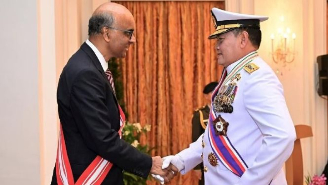 President Tharman Shanmugaratnam conferred Singapore’s top military award on former Indonesian Armed Forces chief Yudo Margono