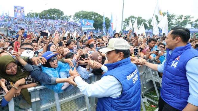 Prabowo subianto saat hadir kampanye nasional Partai Demokrat di Malang