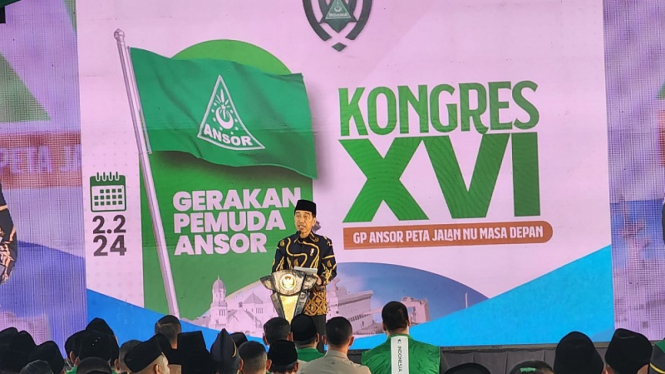Presiden Joko Widodo (Jokowi)  membuka Kongres XVI GP Ansor di Tanjung Priok