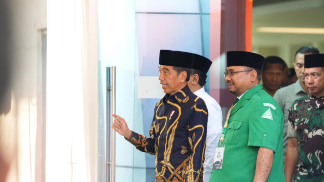 Presiden Jokowi saat membuka Kongres XVI GP Ansor di Tanjung Priok, Jakut