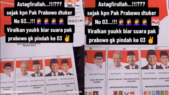 Viral Nomor Urut Prabowo-Gibran Berubah Jadi Nomor 3