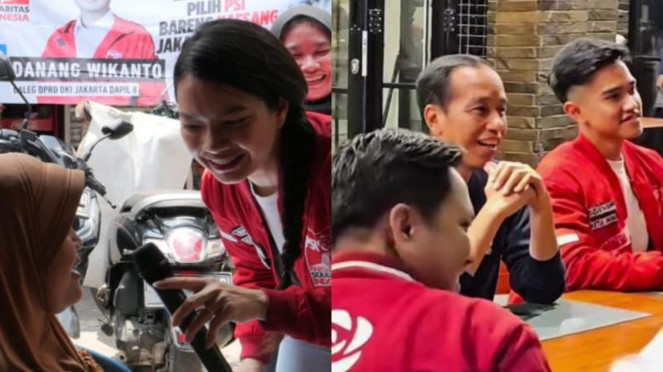 Politikus PSI Marsha Damita Siagian (kolase kiri) dan Presiden Jokowi-Kaesang.