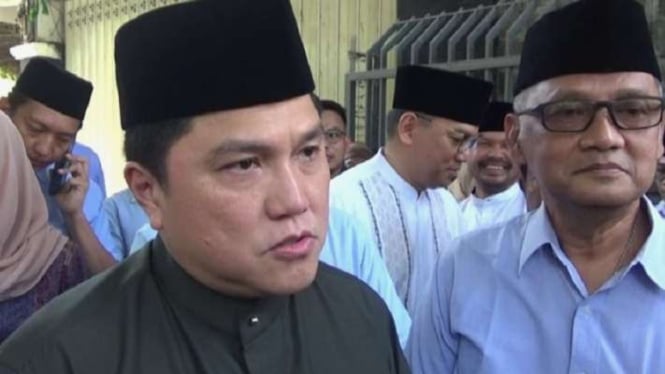 Ketua nonaktif Lakpesdam NU yang juga Menteri BUMN Erick Thohir saat di Pesantren Tebuireng, Kabupaten Jombang, Jawa Timur, Selasa, 6 Februari 2024.