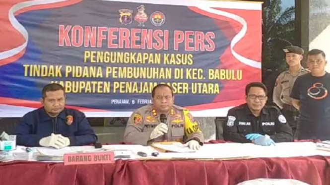 Kapolres Penajam Paser Utara AKBP Supriyanto saat rilis kasus pembunuhan