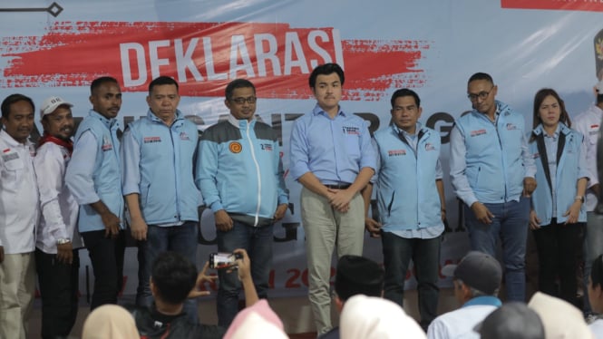 Tim Kampanye Nasional (TKN) Prabowo-Gibran saat menerima deklarasi dukungan dari Relawan Rumah Nusantara 08 di Jalan Kertanegara IV, Jakarta Selatan, Rabu, 7 Februari 2024