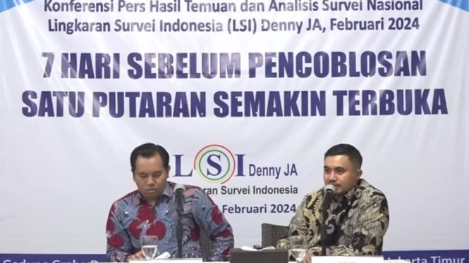 Peneliti LSI Denny JA Adjie Al Faraby merilis hasil survei Pemilu 2024