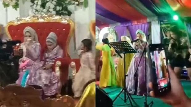 Tangkapan layar video pengantin wanita ditinggal pengantin prianya di Gorontalo. Foto: Istimewa