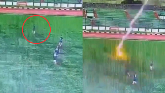 Detik-detik Pria Tewas Tersambar Petir saat Bermain Sepakbola di Stadion Bandung