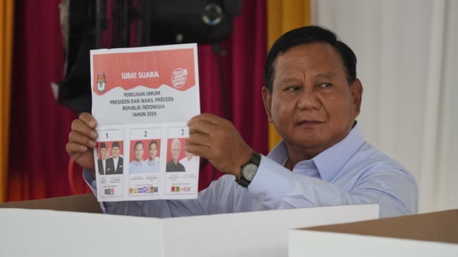 Prabowo Subianto Nyoblos Pemilu 2024