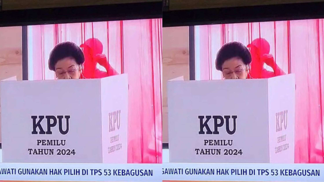 Megawati Diintip  Warga Saat Dirinya Tengah Mencoblos
