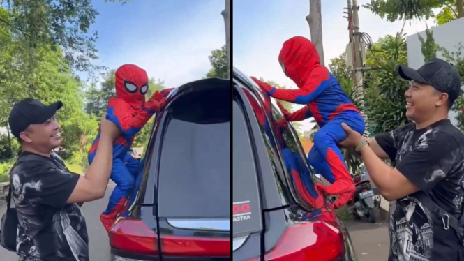 Aksi Lucu Cipung Memakai Kostum Spiderman Buat Netizen Menahan Gemas