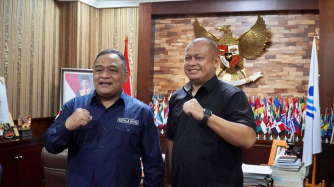 Ketua Umum Sahabat Polisi Fonda Tangguh dan Kepala BP2MI Benny Rhamdani