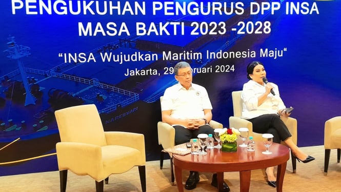 Ketua Umum DPP INSA, Carmelita Hartoto, dalam konferensi pers di kawasan Thamrin, Jakarta Pusat, Kamis, 29 Februari 2024.