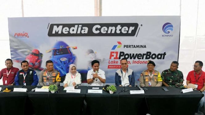 Pj Gubernur Sumut, Hassanudin pada konferensi pers di media center F1 Powerboat.