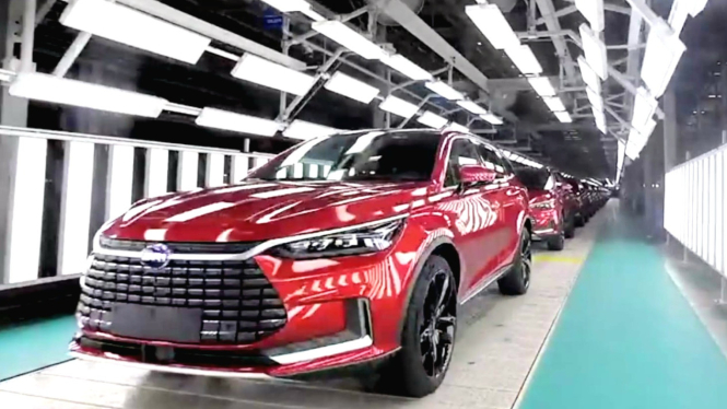Pabrik produksi mobil listrik BYD di Changzhou