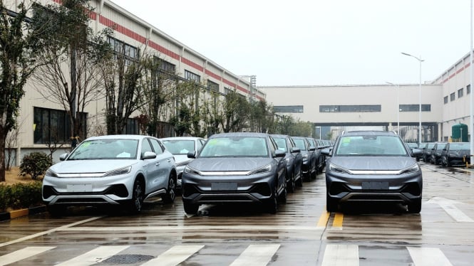 Pabrik produksi mobil listrik BYD di Changzhou