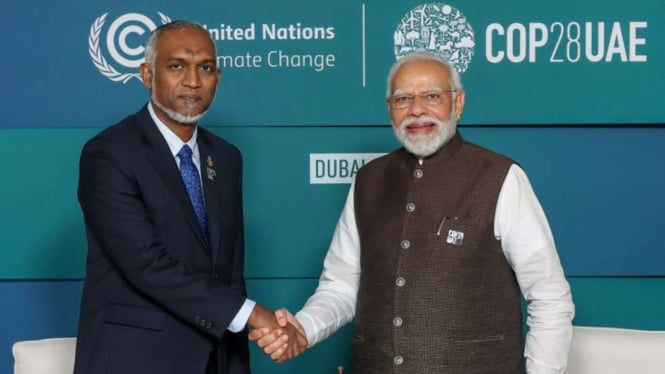 Presiden Maladewa Mohamed Muizzu dan PM India Narendra Modi