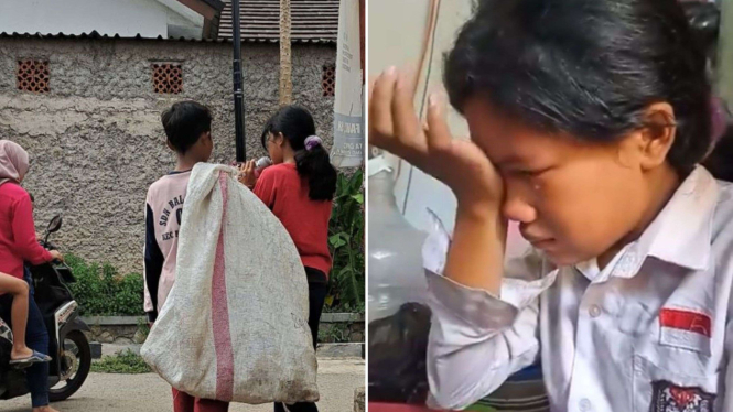 Viral Bocah SD Nangis Sesenggukan Dibully Temannya Gegara Jadi Tukang Rongsok