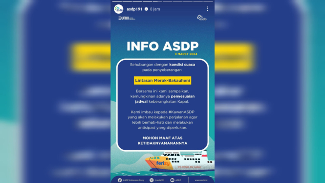 Ucapan Permintaan Maaf dari PT ASDP Indonesia Ferry