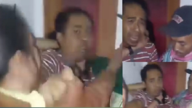 Foto tangkapan layar video viral penggerebegan anggota polisi dan selingkuhannya