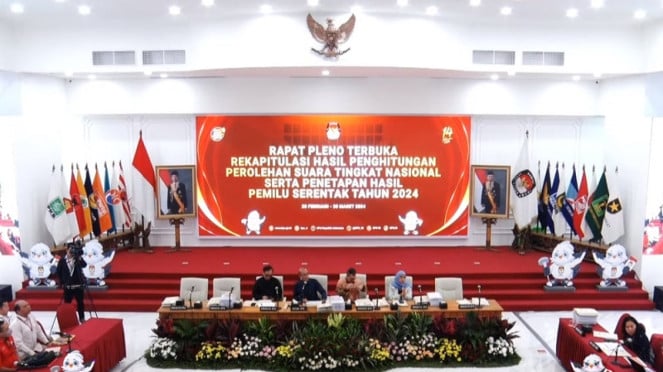 KPU menggelar rapat pleno rekapitulasi suara tingkat nasional Pemilu 2024