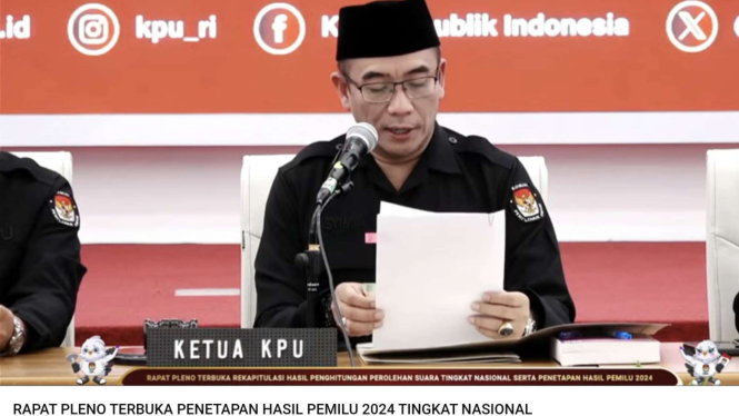 Ketua KPU Hasyim Asy'ari dalamPleno Penetapan Hasil Pemilu 2024 Tingkat Nasional